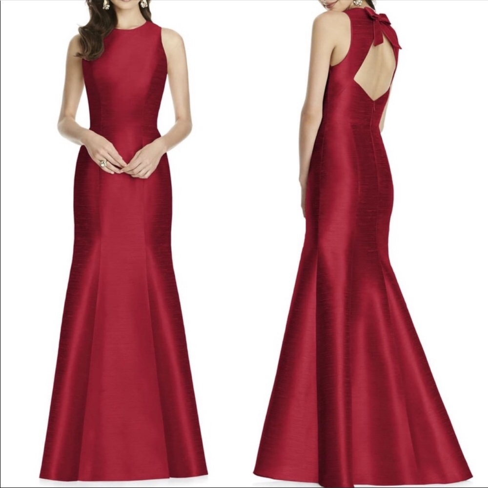ALFRED SUNG Burgundy Sleeveless Prom Dress